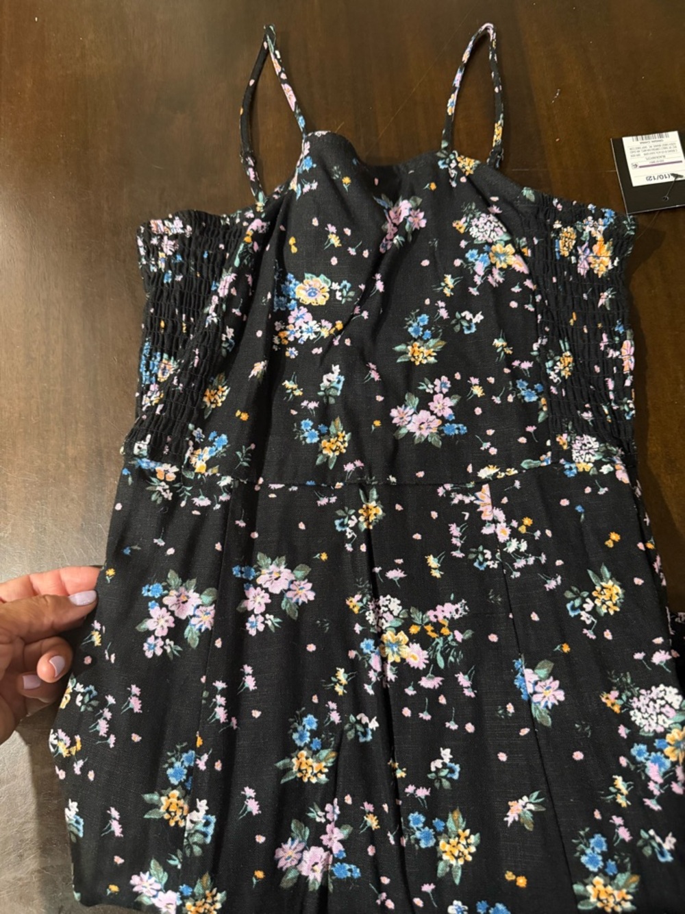 art class Black Floral Sundress with Pink Blue & Yellow Flowers - Picture 4 of 4